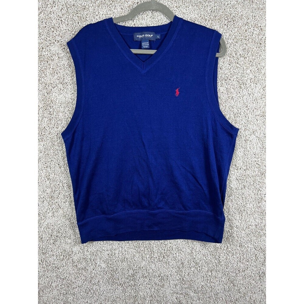 Polo Ralph Lauren Sweater Vest Mens Large Navy Pima Cotton Recent Label SIZE L